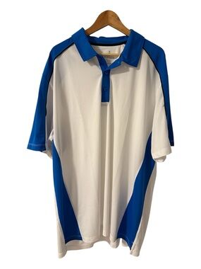 Elevate Men’s Performance Polo Shirt Blue White Color Block 3XL Moisture Wicking